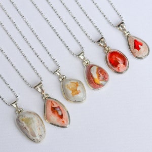 Fire Opal Necklace/fire opal necklace/mexican fire opal/glitter necklace/ball chain/handmade/made in the usa