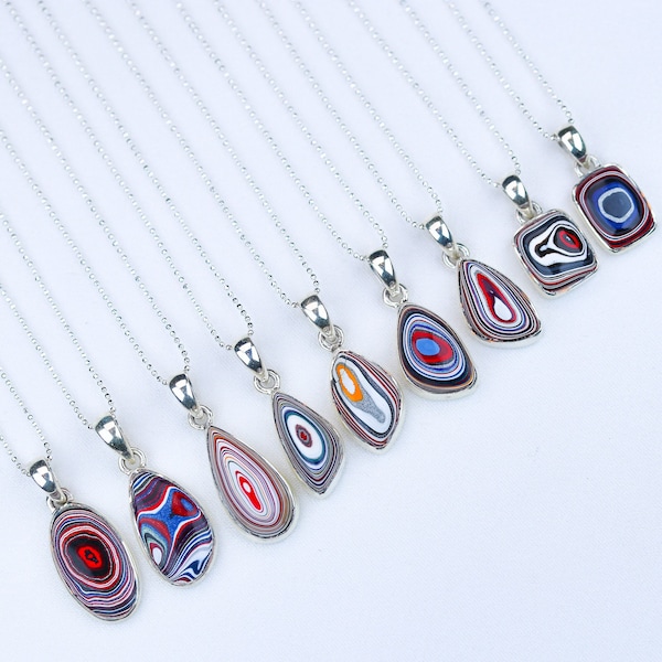 Fordite Necklace - Small /Motor Agate / Detroit Agate / Made in USA / Upcycled / American Made / One of a Kind Ring / Sterling Silver 925