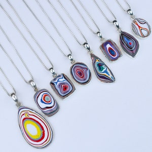 Fordite Necklace - Large /Motor Agate / Detroit Agate / Made in USA / Upcycled / American Made / One of a Kind Ring / Sterling Silver 925