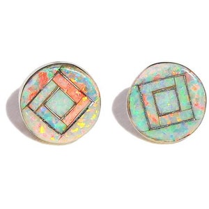 Navajo Opal Eye Studs  / Handmade Jewelry / nickel free / 925 Sterling Silver / zuni navajo / made in USA