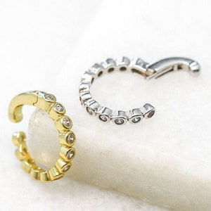 Crystal Spring Ear Cuff/crystal ear cuff/hoop cuff/dainty ear cuff/sterling silver/14k gold/nickel free earring / no piercing