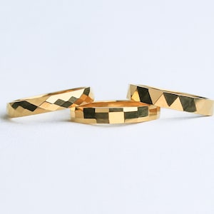 Geometric Reflection Stacker Ring - Thick / waterproof gold / durable tarnish free nickel free /stackable rings /gold plated stainless steel