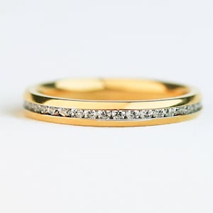 Infinity Crystal Stacker Ring / waterproof gold stacker ring / tarnish free nickel free / cubic zirconia / 18k gold plated stainless steel
