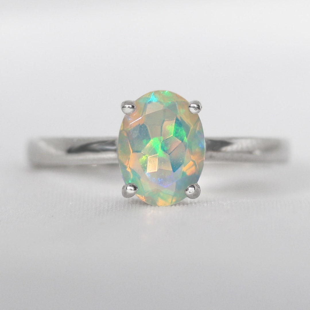 Buy Small Faceted Opal Ring / Dainty Ethiopian Opal Ethical Online in