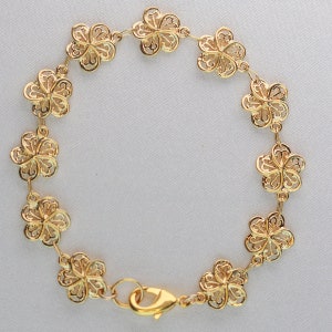 Hibiscus Flower Link Bracelet - Gold Filled / Made in USA America / Handmade / Sustainable / Made in Hawaii