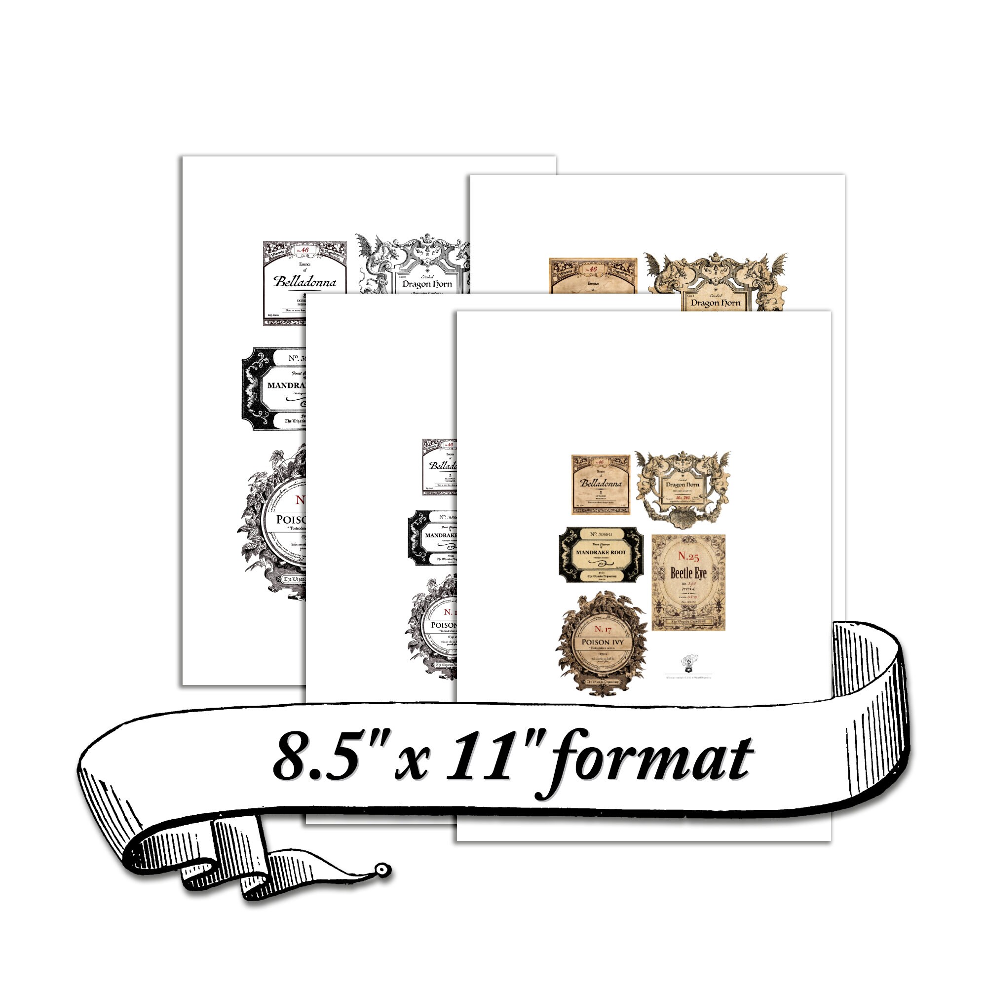 Printable Potion Ingredient Labels Digital Download Vintage - Etsy UK