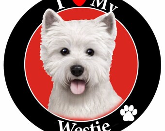 Funny My Dog Loves Me WESTIE Dog Vinyl Car Van Sticker Pet Lover 