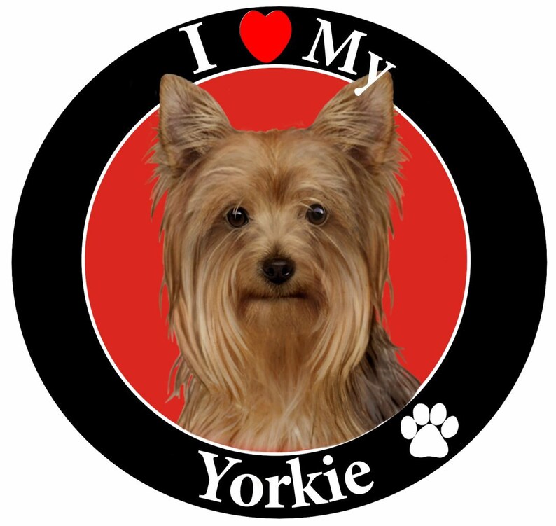 I Love My Yorkie Car With Realistic Looking Yorkie Etsy
