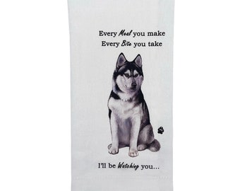 Husky Dog SET OF 2 BATH HAND TOWELS EMBROIDERED BY LAURA Husky Dog SET OF 2 BATH HAND TOWELS EMBROIDERED BY LAURA