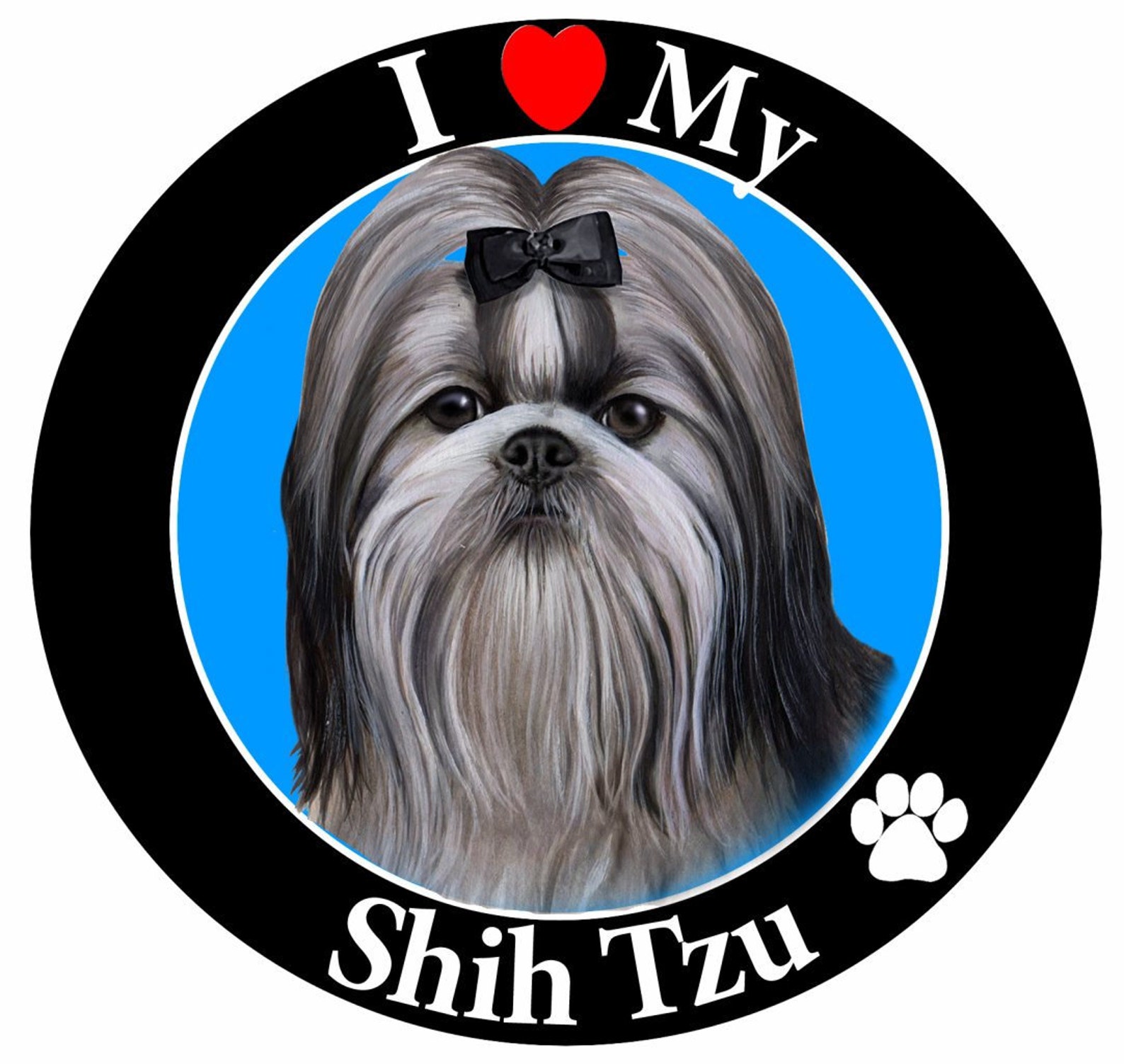 I Love My Shih Tzu Car With Realistic Looking Shih Tzu Etsy