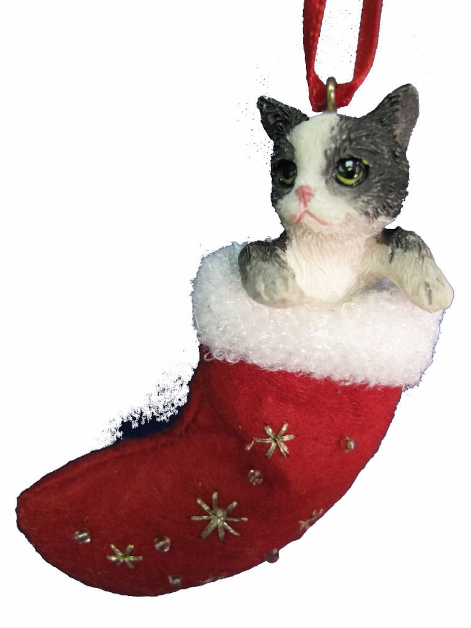 Black And White Cat Christmas Ornament 