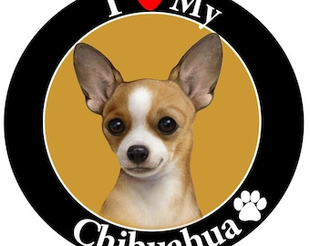 I Love My Chihuahua Magnet With Realistic Looking Chihuahua Photograph In The Center