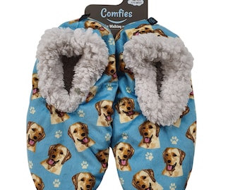 Labrador (Yellow)  Super Soft Women’s Slippers - One Size Fits Most - Cozy House Slippers - Non Skid Bottom - Perfect For Labrador Gifts