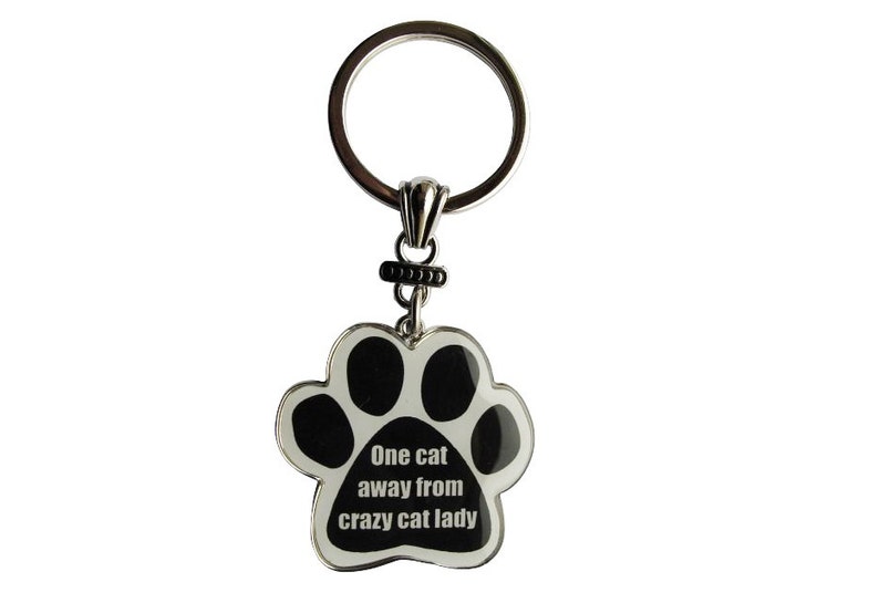 Cat Lover Gift One Cat Away From Crazy Cat Lady Key Chain