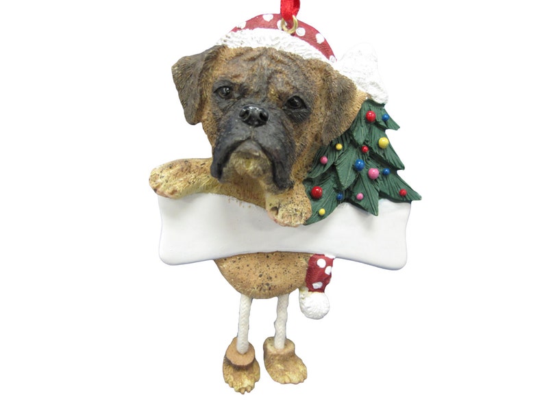 Hand Painted with a brush brindle Ornament Personalized with your Dog/'s Name Measures 5 12 tall by 3 12 wide Boxer