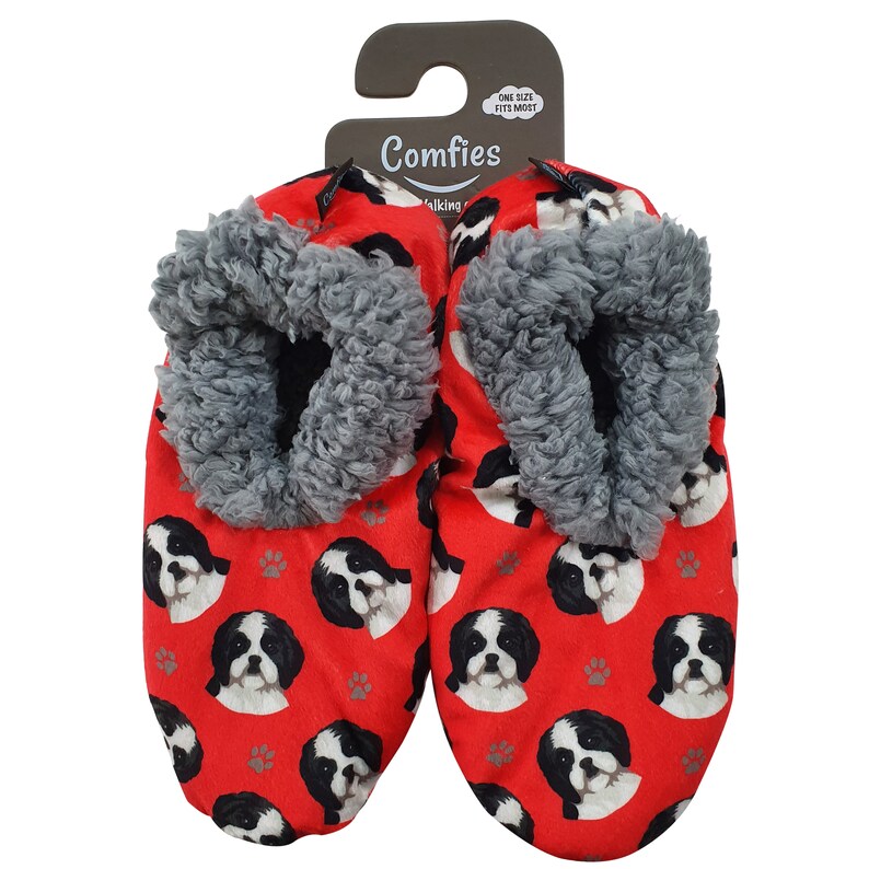 Shih Tzu (Black White) Super Soft Women’s Slippers - One Size Shih Tzu (Black White) Super Soft Women’s Slippers - One Size