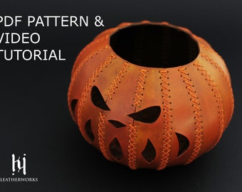 Halloween Leather Pumpkin Pattern PDF - Leather Pattern - Jack o latern - DIY Pumpkin - Leaher Template PDF
