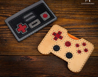 Card Holder Leather Pattern - Mini Wallet Pattern - Retro Game Controller