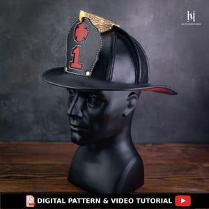 Patrón de casco de cuero de bombero en PDF / Tres tamaños S-M-L / Videotutorial / Hazlo tú mismo / PDF tamaño carta de EE. UU.