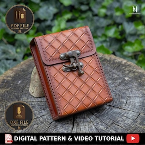 Patrón de caja de tarot de cuero / Plantilla de estuche para cartas hecho a mano / Plano digital PDF DXF SVG / D&D / MtG