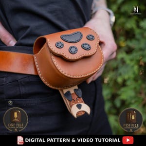 Hondentraktatie leren tas patroon - eenvoudig naaien pdf voor eigenaren van gezelschapsdieren - beloningszakje patroon - DXF lasersnijder-bestand, SVG-sjabloon