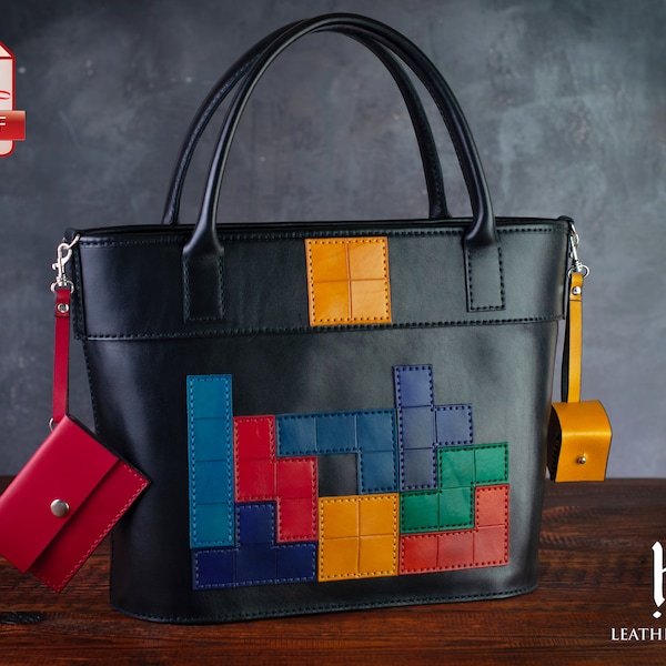 Leather pattern PDF for Designer Tote Bag - Shopper Bag Pattern - Digital Leather Pattern / US Letter Size