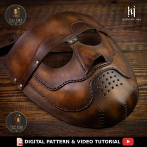 Molde para Máscara de Couro - Torturador Medieval - Tamanhos P-M-G - Fantasia de Halloween Faça Você Mesmo - Modelo DXF SVG