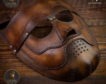 Leather Mask Pattern - Medieval Torturer -  S-M-L Sizes Halloween Costume DIY - DXF SVG Template