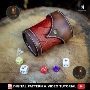Leder Würfelbecher Muster, Würfelbecher SVG DXF PDF Dateien, D & D, MtG