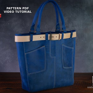 Leather Tote Bag Pattern - Jeannie Shopper Bag PDF - Shoulder Bag