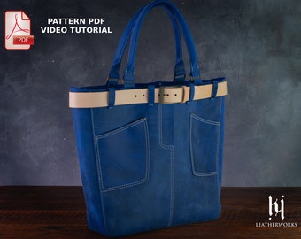 Leather Tote Bag Pattern - Jeannie Shopper Bag PDF - Shoulder Bag