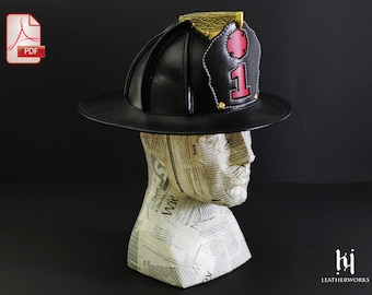 Firefighter Leather Helmet Pattern PDF / Three Sizes S-M-L /  Video Tutorial / DIY /Pdf US Letter Size