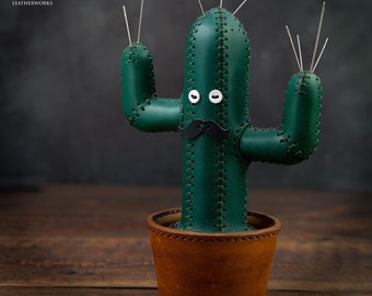 Patrón de alfiletero de cactus de cuero: Plantilla de cuero DIY (PDF)