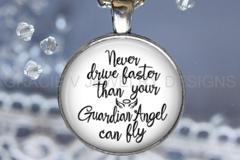 Never Drive Faster Than Your Guardian Angel Can Fly Rear View Mirror Hang-safe Driver-driver Gift-new Driver Gift-new License Gift-i/b/h