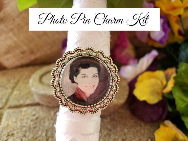 Wedding Brooch Groom Lapel Pin Photo Wedding Pin Brooch Pin Complete Kit Boutonniere Pin Corsage Pin DIY Do It Your Self