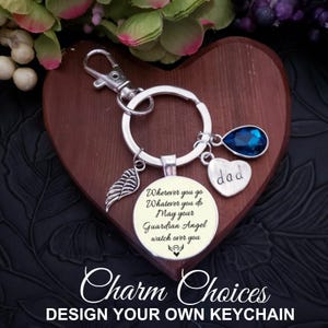 Guardian Angel Charm Keychain, Wherever You Go Whatever You Do, Key Ring Fob, Graduation Gift, New Driver's License Permit