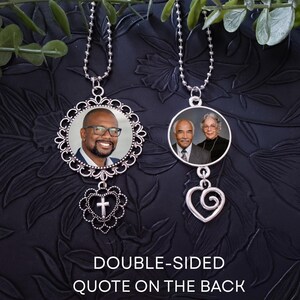 Car Rear View Mirror Photo Memorial Charm, Choose Your Quote, Custom Ornament Hanger Charm, Double Sided Photo Bild 11