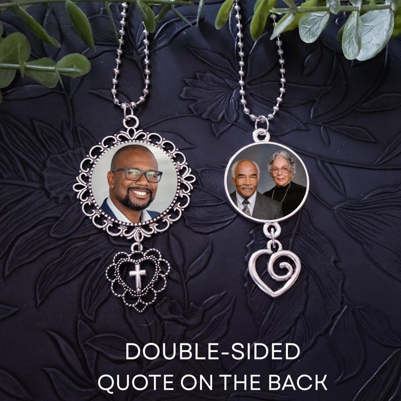 Car Rear View Mirror Photo Memorial Charm, Choose Your Quote, Custom Ornament Hanger Charm, Double Sided Photo Bild 11