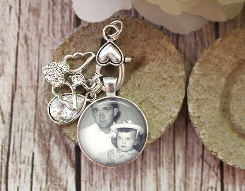 Dad You Walk Beside Me Every Day Wedding Bouquet Photo Charm Double Sided Reversible