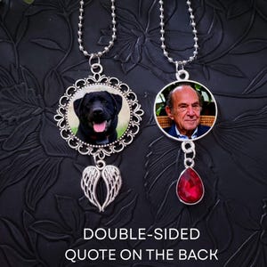 Car Rear View Mirror Photo Memorial Charm, Choose Your Quote, Custom Ornament Hanger Charm, Double Sided Photo Bild 9