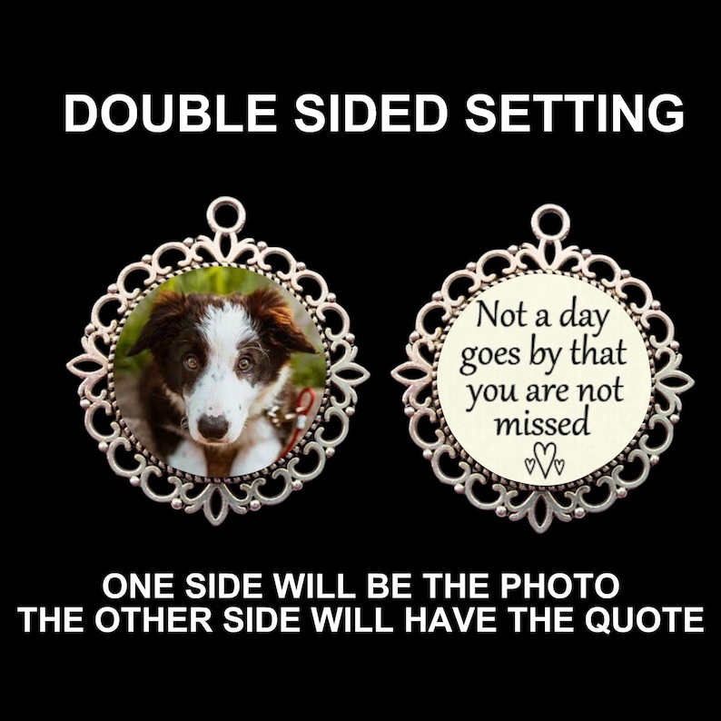 Car Rear View Mirror Photo Memorial Charm, Choose Your Quote, Custom Ornament Hanger Charm, Double Sided Photo Bild 8