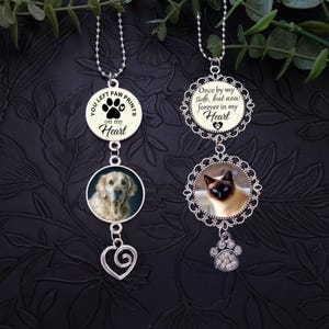 Pet Memorial Photo Car Hanging Charm, Quote Choices, Pet Loving Memory Remembrance Gift for Rear-View Mirror image 2