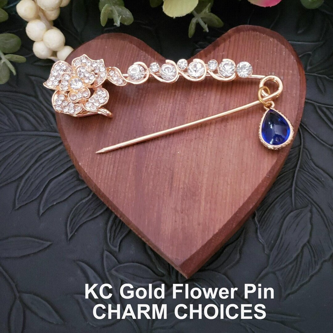 Kc Pin Top KC Gold Rhinestone Pin to Attach to Bouquet Wedding Bouquet, Safety ...