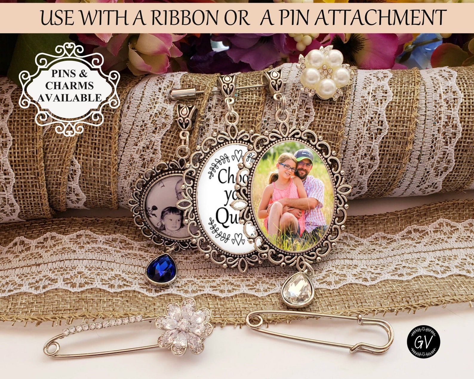 Memorial Wedding Bouquet Photo Picture Charm Double Sided Etsy