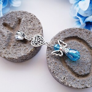 Something Blue Angel Bouquet Charm – Memorial Wedding Gift For Bride From Mom, Dad, Grandma