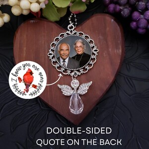 Car Rear View Mirror Photo Memorial Charm, Choose Your Quote, Custom Ornament Hanger Charm, Double Sided Photo Bild 7