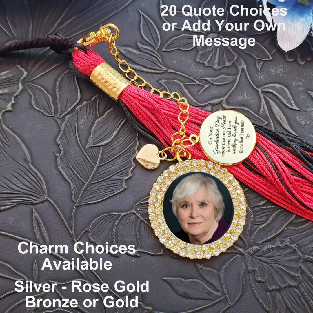 Graduation Tassel Memorial Photo Charm Custom Quote Etsy