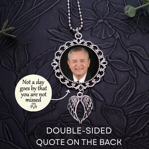 Car Rear View Mirror Photo Memorial Charm, Choose Your Quote, Custom Ornament Hanger Charm, Double Sided Photo Bild 6