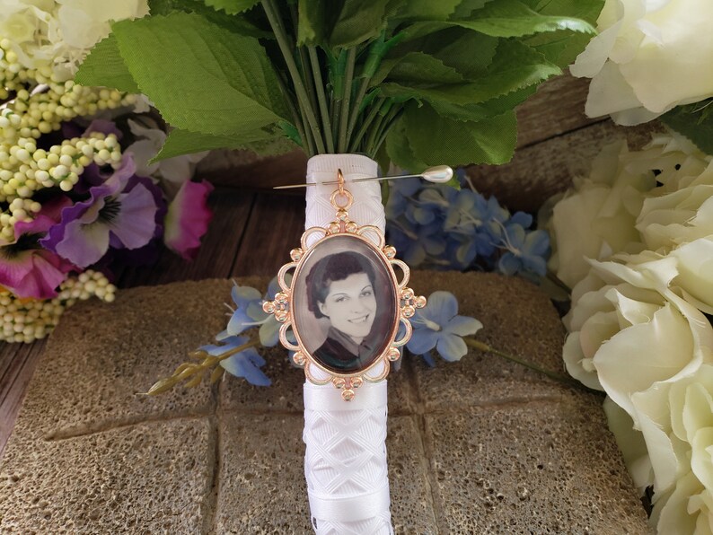 Complete Kit DIY Do It Your Self Wedding Bouquet Photo Charm Photo Bouquet Memorial Charm Oval Rose Gold In Memory Charm