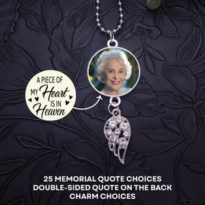 Car Rear View Mirror Photo Memorial Charm, Choose Your Quote, Custom Ornament Hanger Charm, Double Sided Photo Bild 13